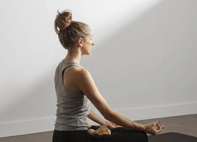Adult Woman Meditating Home