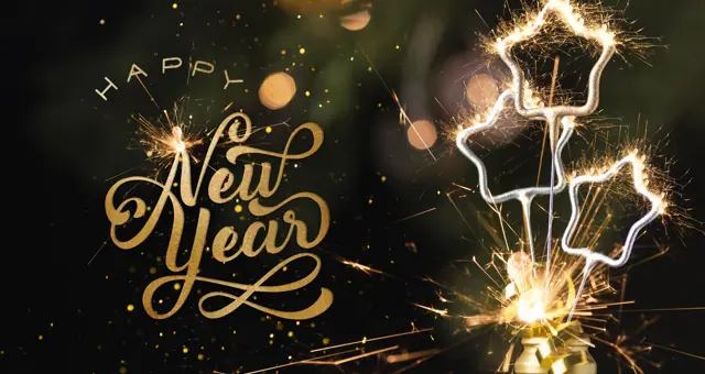 New Year Banner With Fireworks